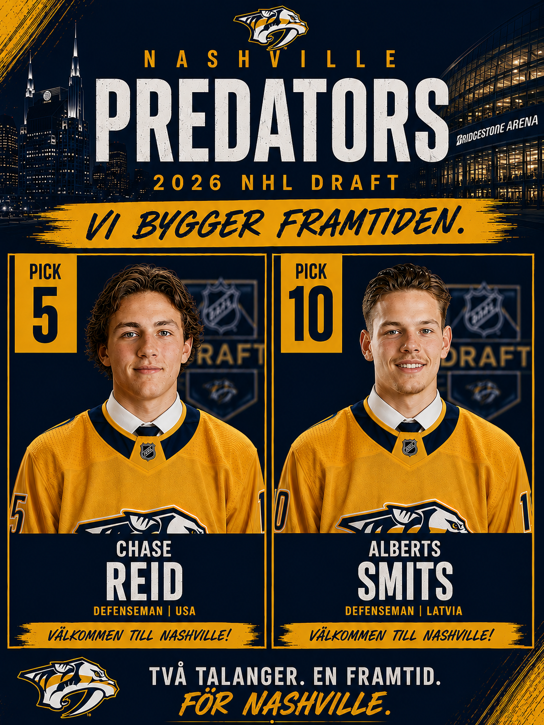 Reid och Smits till Predators i årets förstarunda